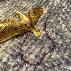 Genuine amethyst rondelle beaded necklace 925, 18in